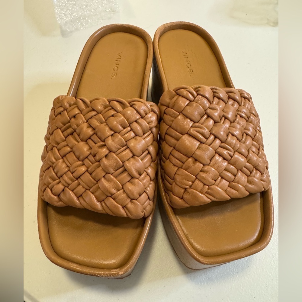 Vince Women’s Tan Mari Wedge Sandal Size 6.5